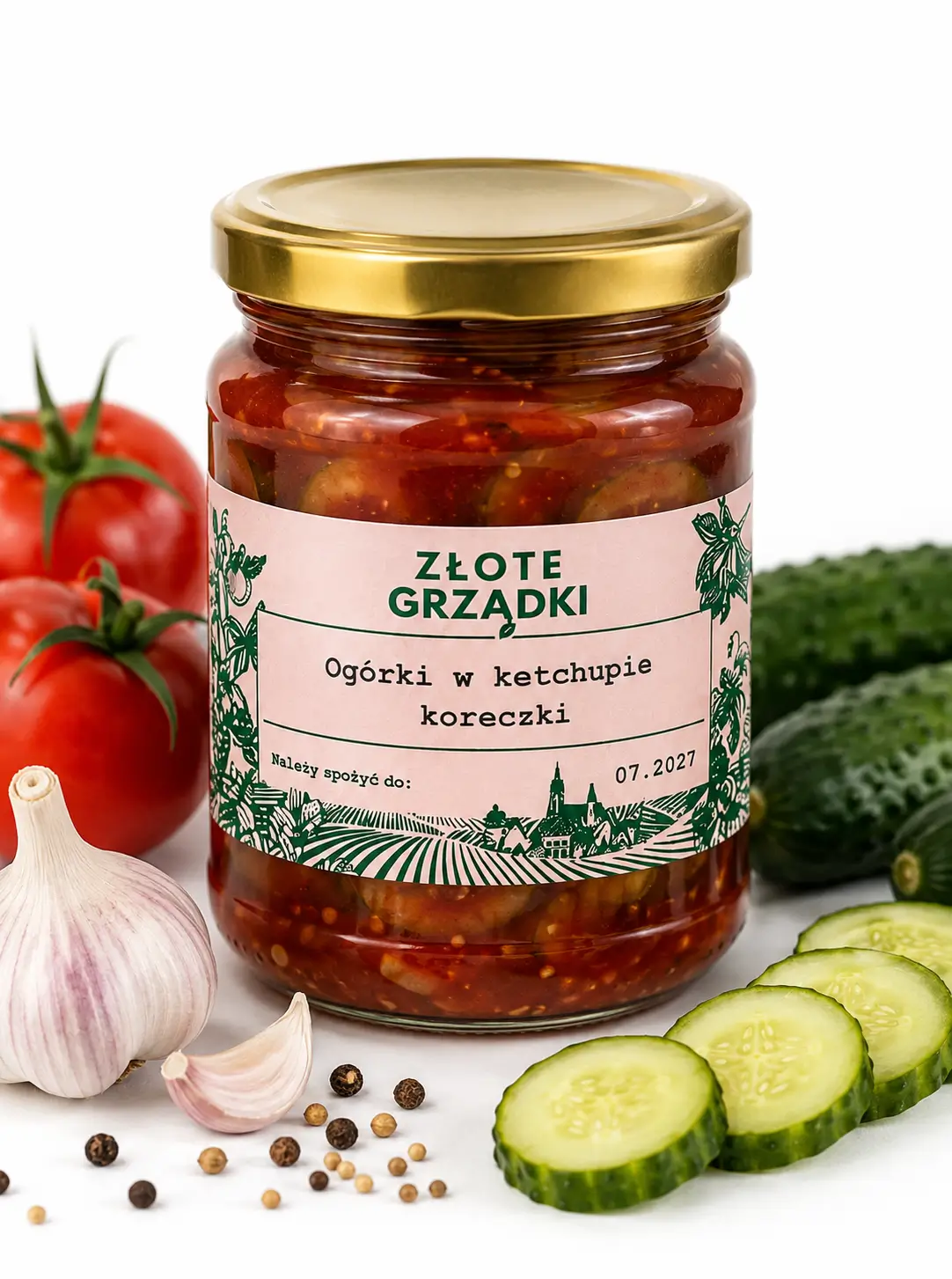 Ogórki w keczupie z czosnkiem Koreczki · 460 gr